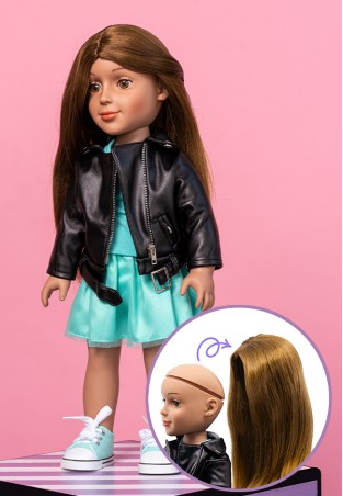 I'm A Girly Fashion Doll Lucy w/ Brown Interchangeable Removable Synthetic Wig to Style Years 18 Tall Fashionista Model Figure for Kids 8 